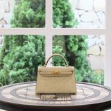  Kelly Mini K20 Ostrich Parchemin GHW 