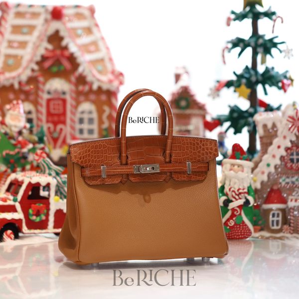  Birkin B25 Touch Togo/Crocodile Gold PHW 