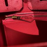  Birkin B25 Ostrich Rouge Vif GHW 