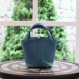  Picotin P18 Clemence Leather Blue Du Nord PHW 