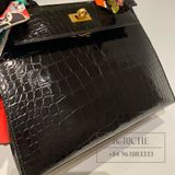  Kelly K25 Crocodile Alligator Noir Black 