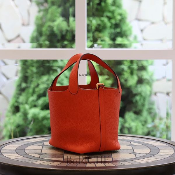  Picotin 18 Clemence Leather Capucine GHW 