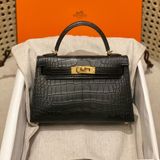  Kelly Mini K20 Crocodile Alligator Black Ghw 