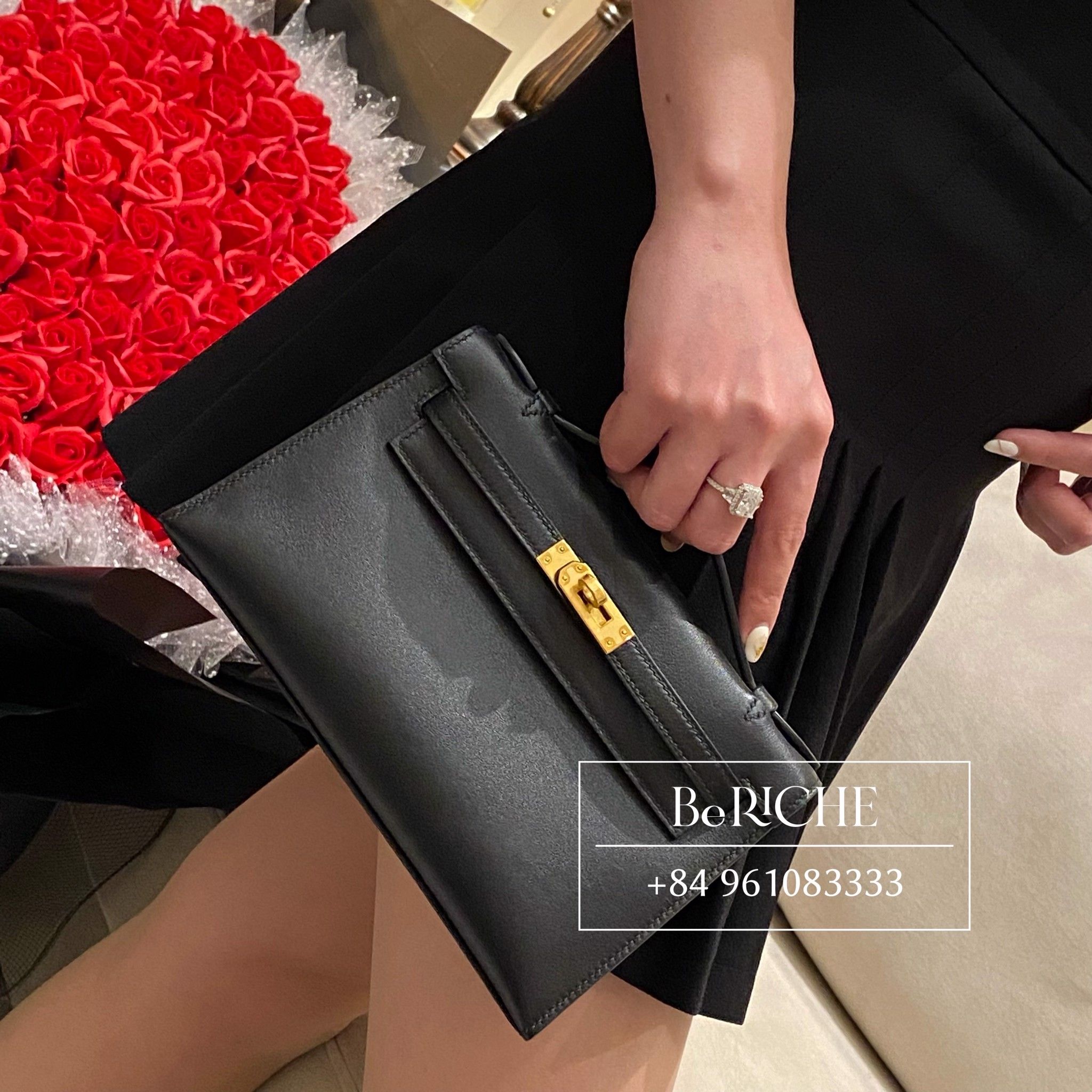 Kelly Pochette KP22 Swift Leather Noir Black