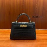  Kelly Mini K20 Crocodile Alligator Black Ghw 