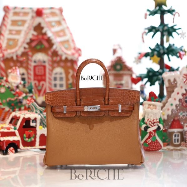  Birkin B25 Touch Togo/Crocodile Gold PHW 