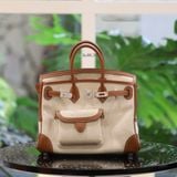  Birkin B25 Toile cargo Gold - ecru PHW 