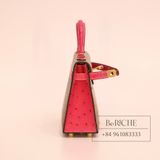  Kelly Mini K20 Ostrich Bicolor (Gris Asphalt/Rose Tyrien) 
