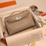  Kelly Pochette KP22 Crocodile Alligator Matte Gris Perle 