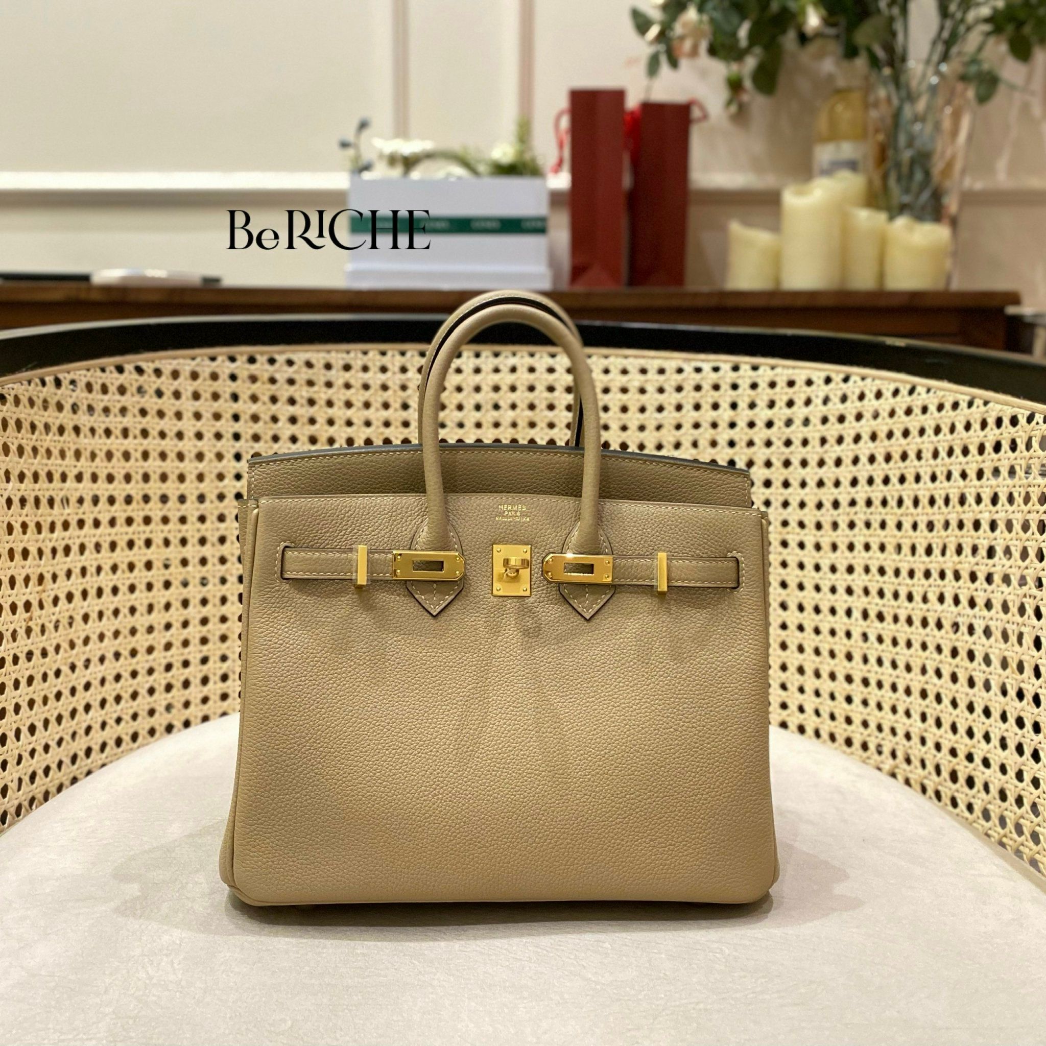 Birkin B25 Ostrich Vert Criquet GHW – BeRiche