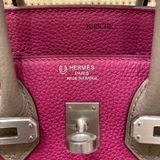  Birkin B25 Togo Bicolor Rose Purple/ Gris Asphalt Brushed PHW 