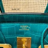  Birkin B30 Crocodile Porusus Emerald GHW 