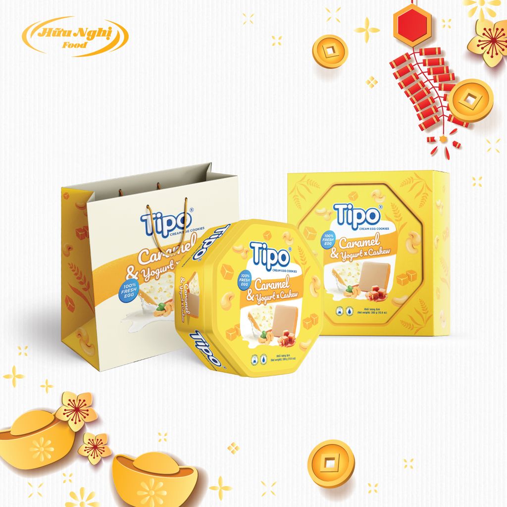 Tipo bánh trứng sữa chua rắc hạt điều & caramel 300g