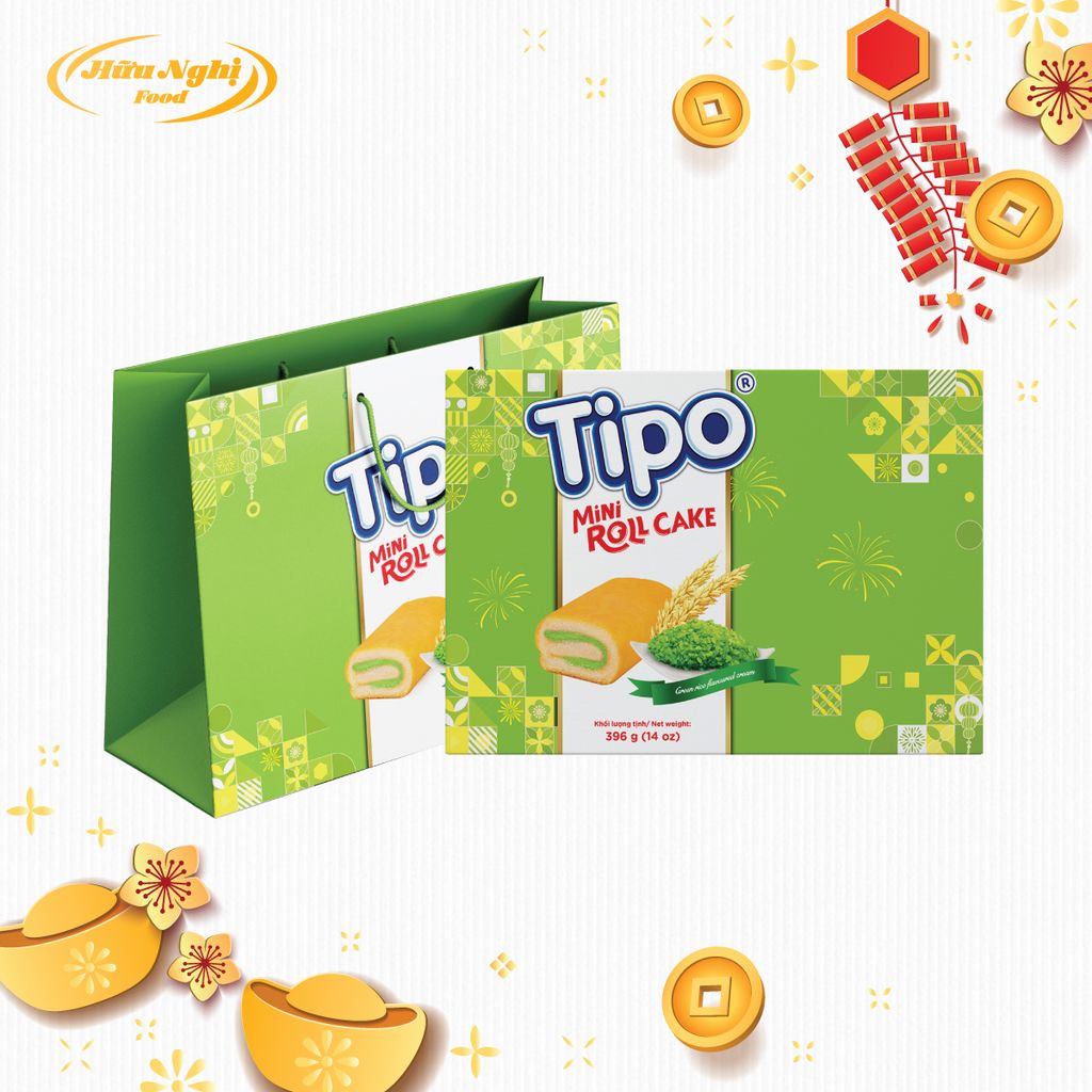 Tipo Bánh Bông lan cuộn kem hương Cốm 396g