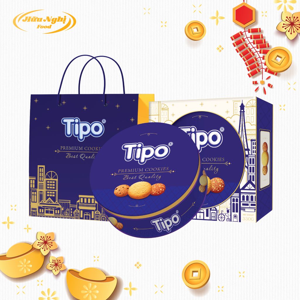 Tipo Bánh Cookies thập cẩm rắc hạt 330g
