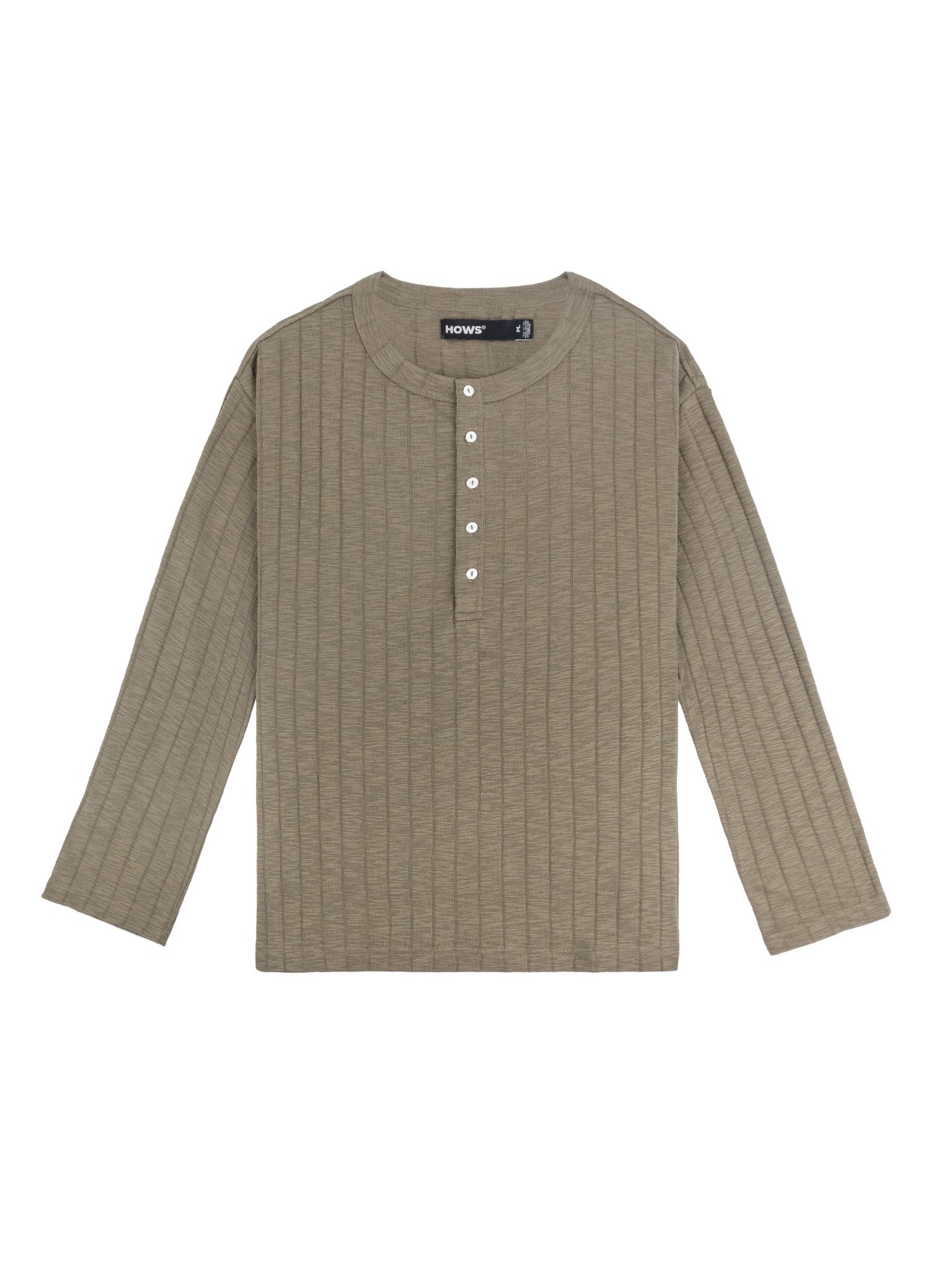  HOWS® FITTED LONG SLEEVE HENLEY T-SHIRT / MOSS 