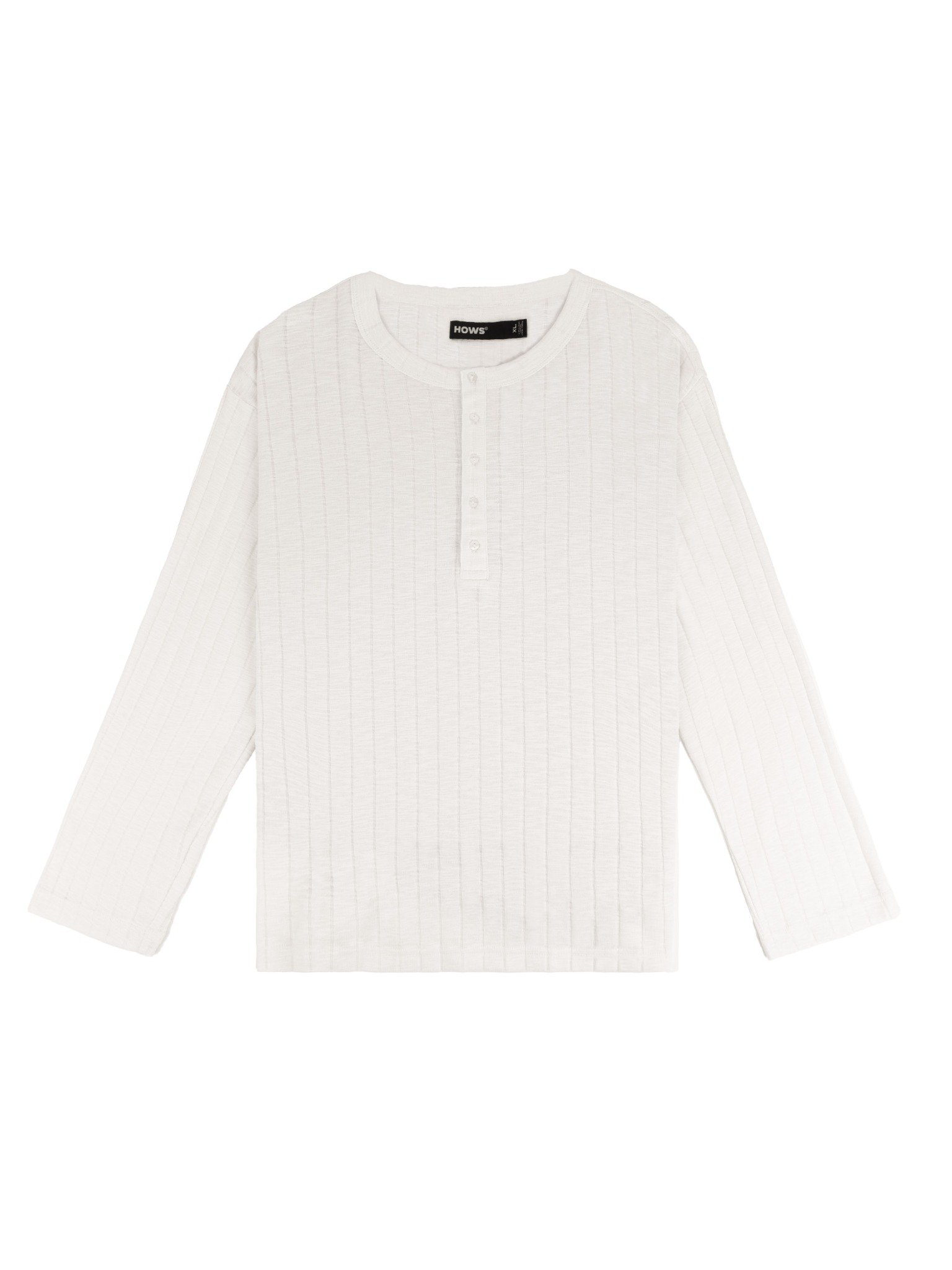  HOWS® FITTED LONG SLEEVE HENLEY T-SHIRT / CREAM 