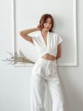  Set Emilie Sơ Mi Trắng Croptop Quần Dài Sành Điệu Cá Tính - Lola Vietnam 