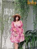  Đầm Baby Rose Hoa Tay Dài Phong Cách Công Chúa - Váy Nữ Cổ Vuông Tay Bồng Dáng Xòe 3 Tầng Bánh Bèo Tiểu Thư Lola VietNam 
