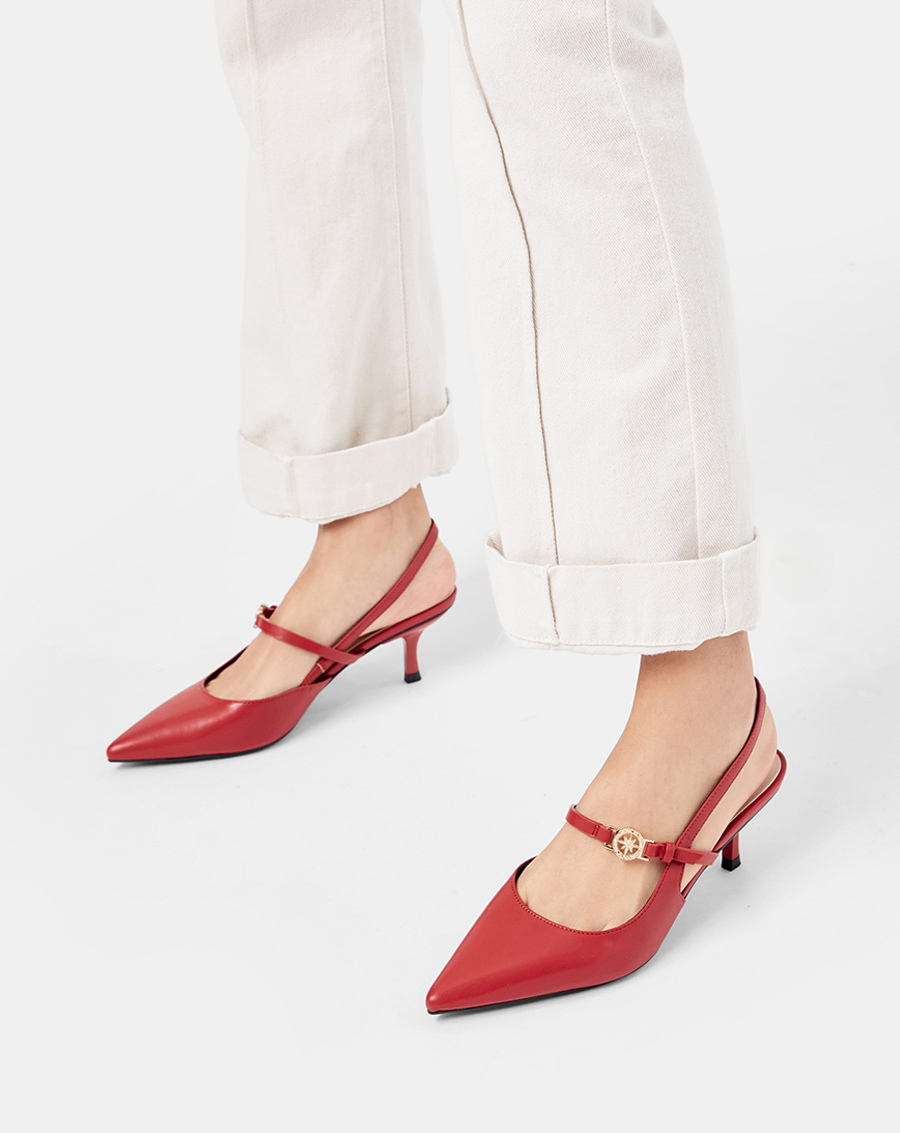 Giày Cao Gót Slingback Phối Khoá La Bàn - Image 2