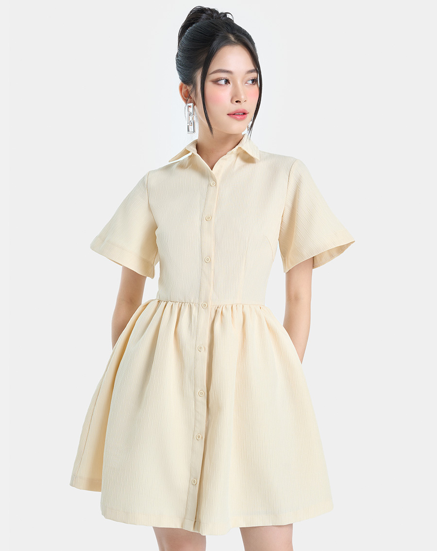 Đầm ngắn sơ mi tay xoè - Image 2