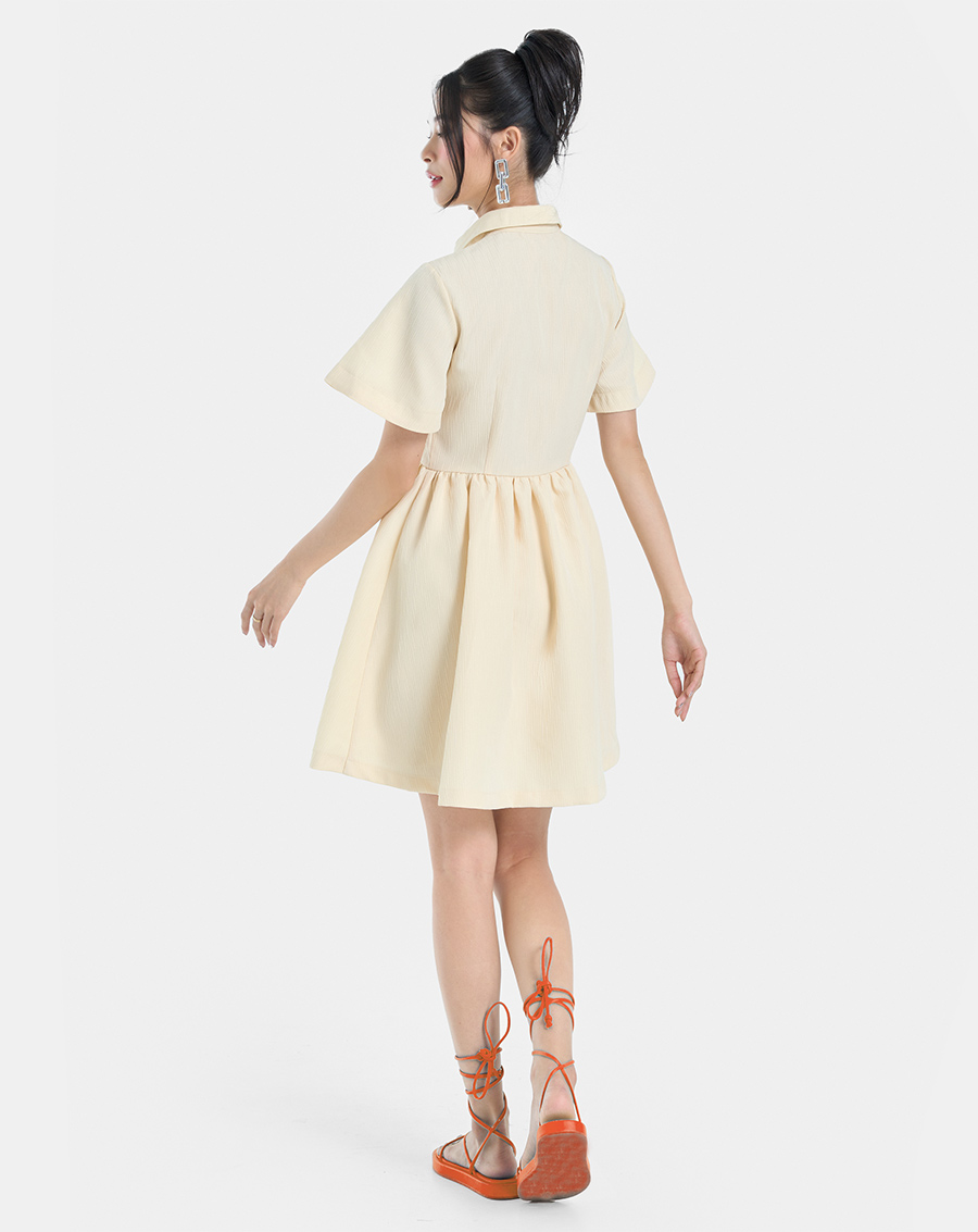Đầm ngắn sơ mi tay xoè - Image 6