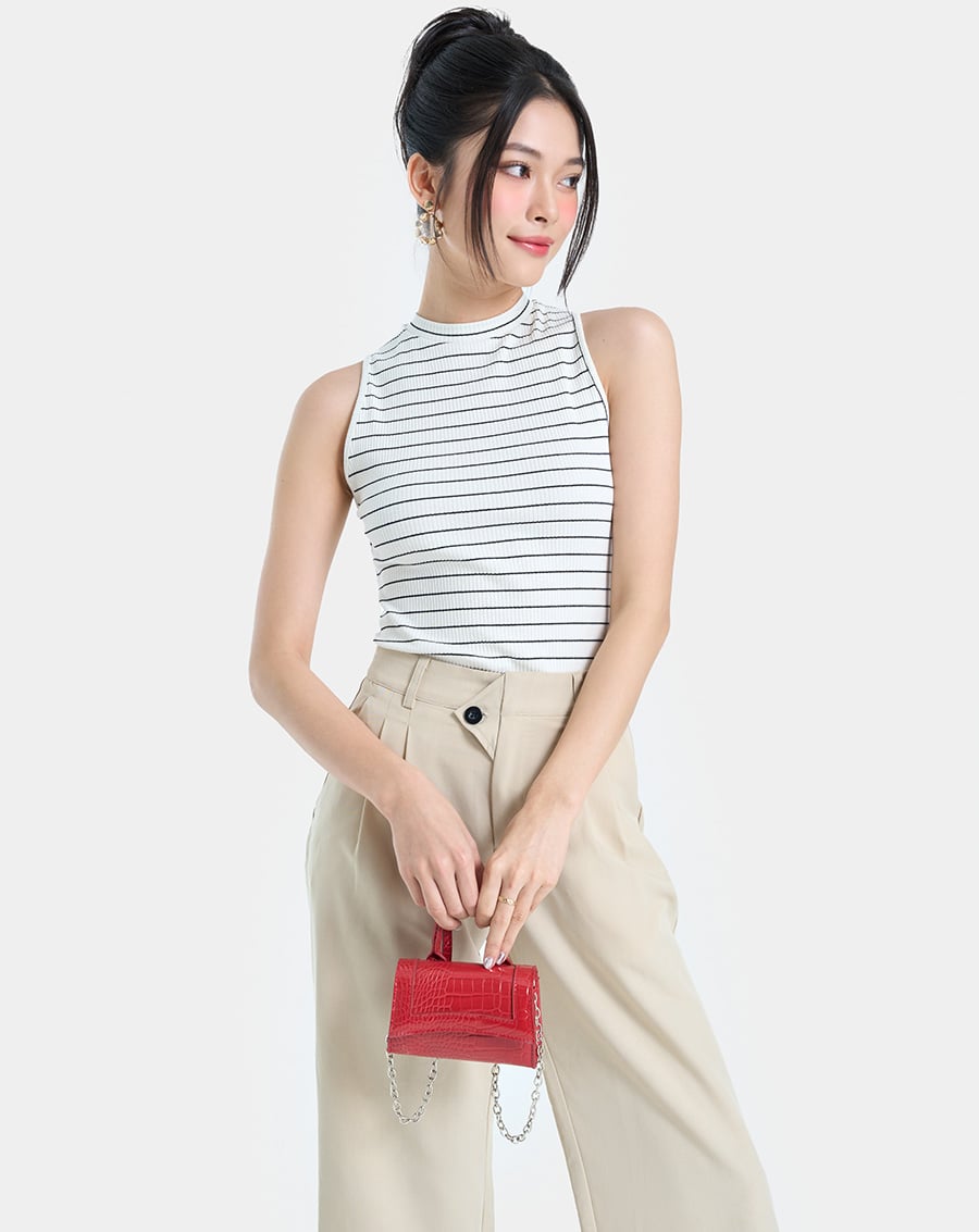 Áo sọc sát nách cổ lọ - Image 1