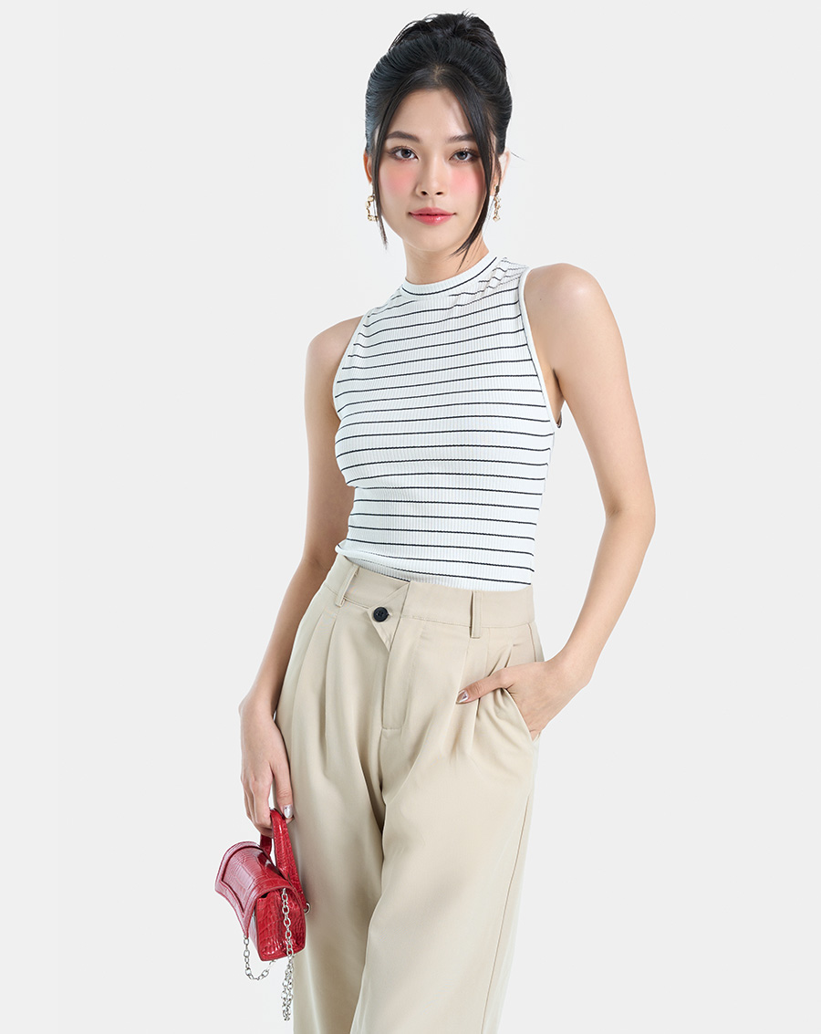 Áo sọc sát nách cổ lọ - Image 4