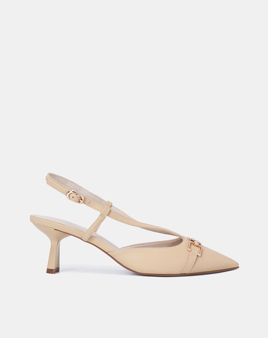Giày Cao Gót Slingback Trang Trí Logo Cách Điệu - Image 1
