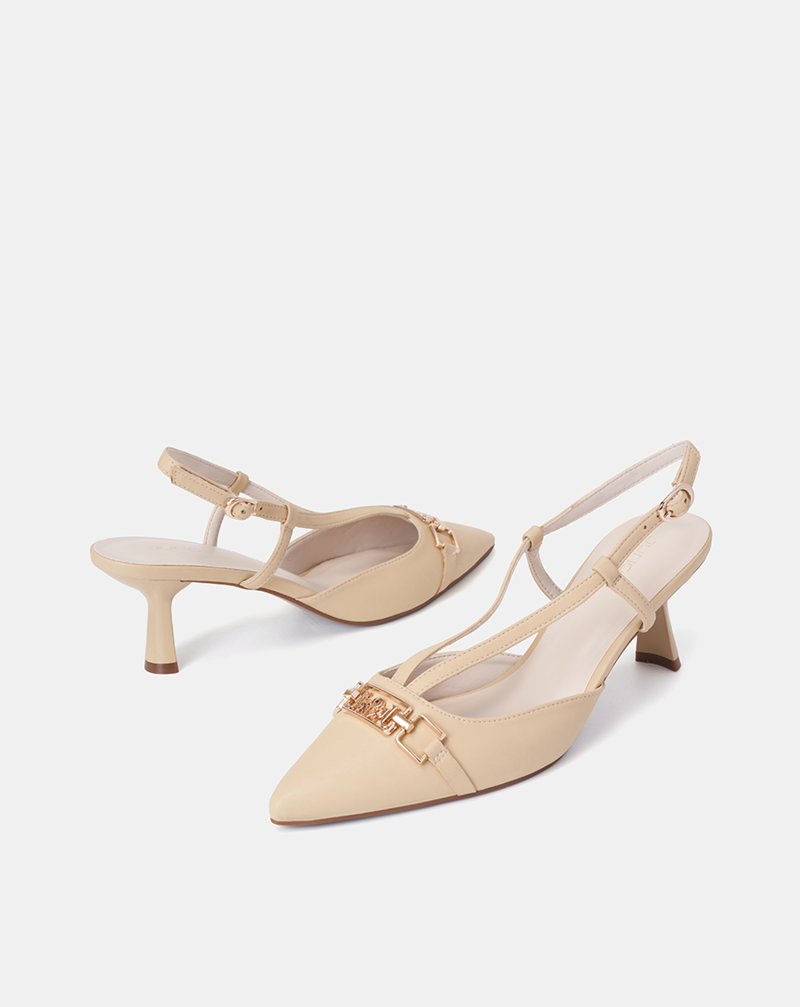 Giày Cao Gót Slingback Trang Trí Logo Cách Điệu - Image 5