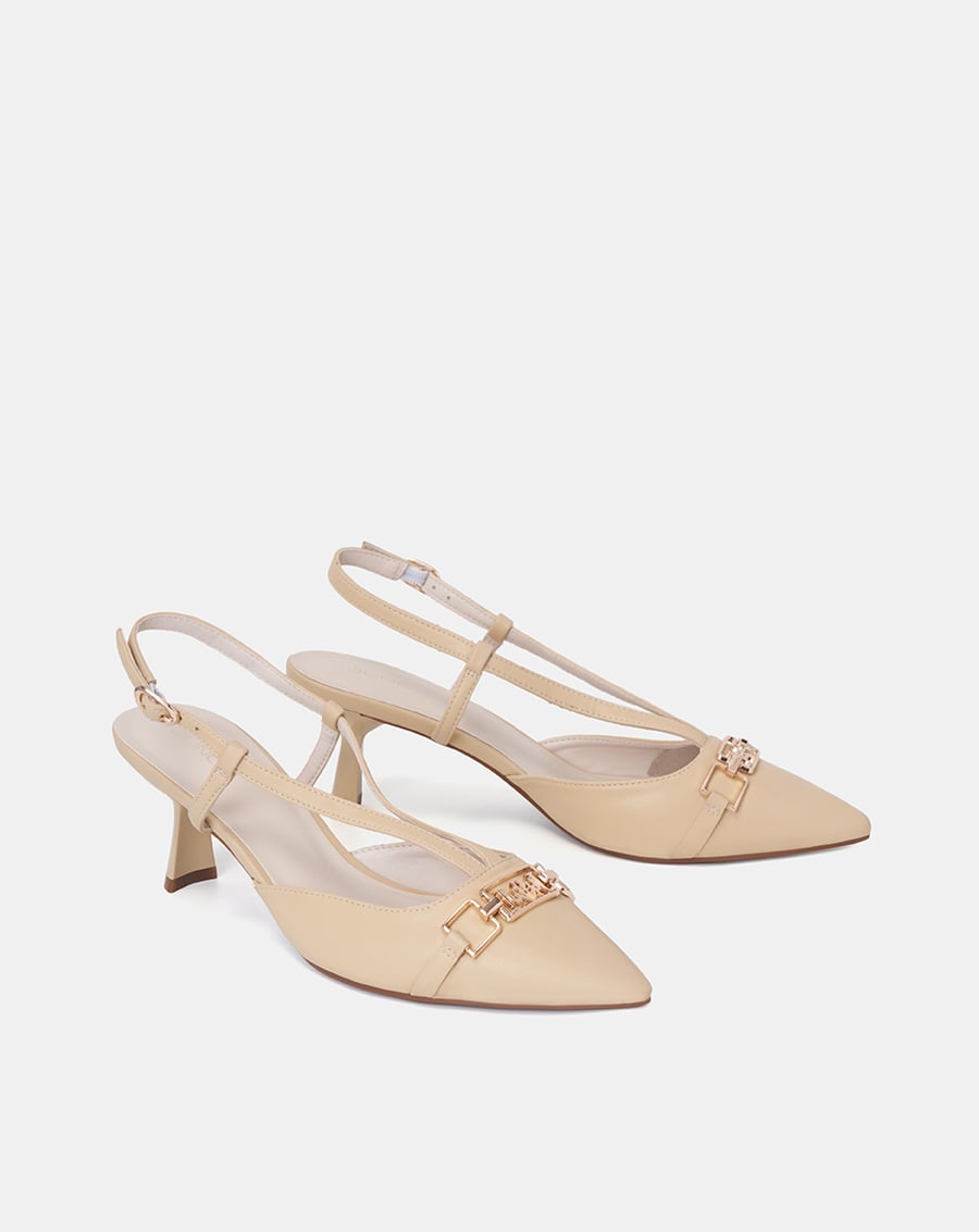 Giày Cao Gót Slingback Trang Trí Logo Cách Điệu - Image 7