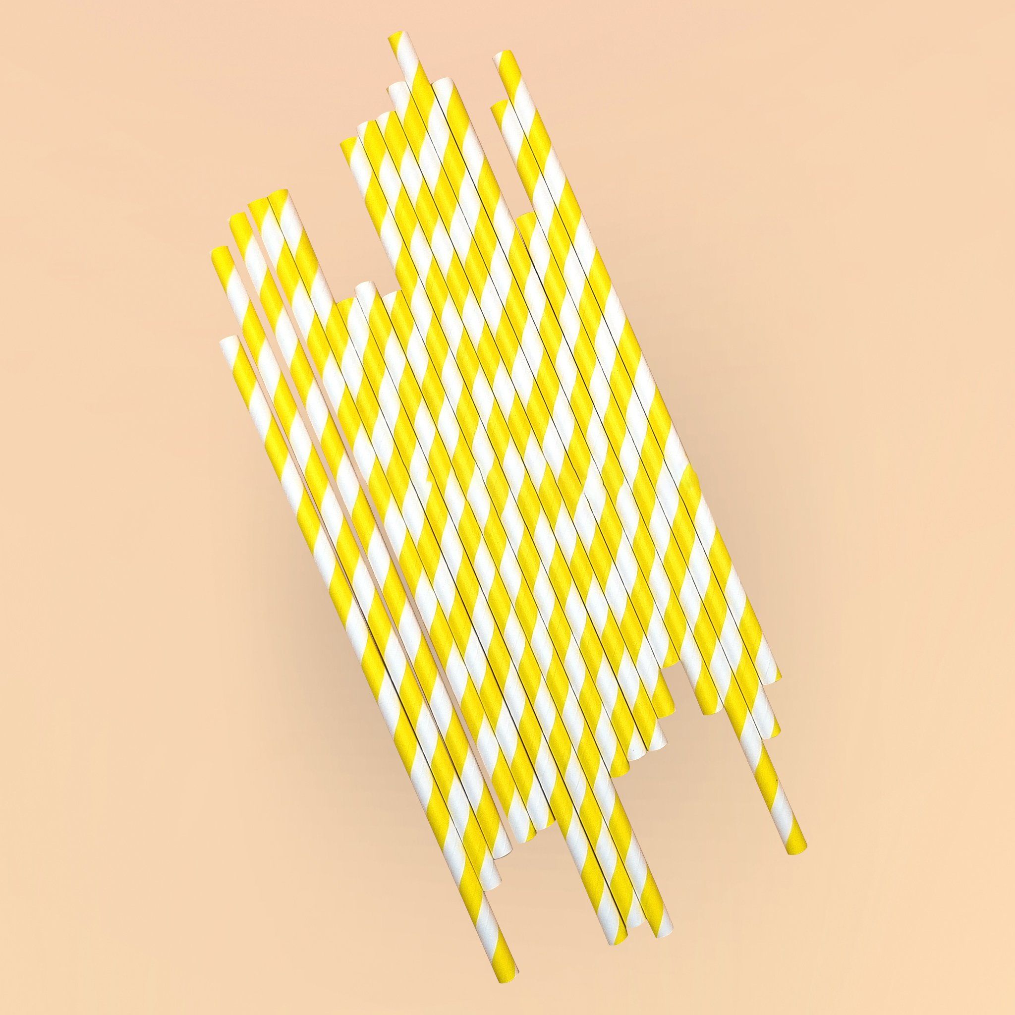  Ống hút giấy Ø8×197mm - sọc vàng trắng 