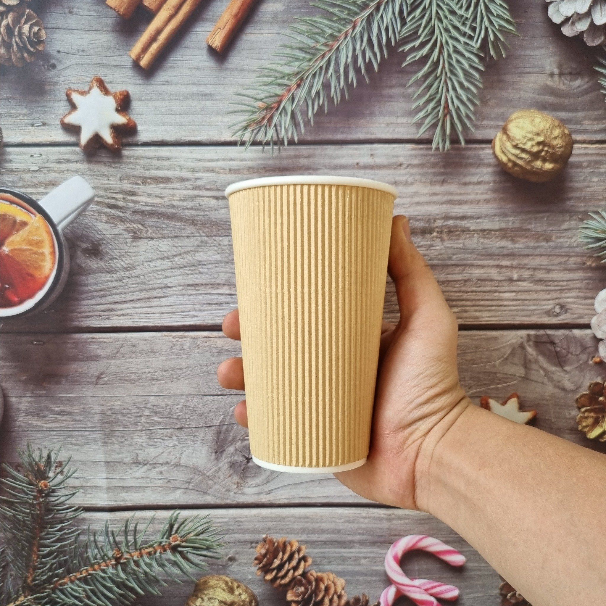 Ly giấy kraft 470ml - 16oz ripple wall