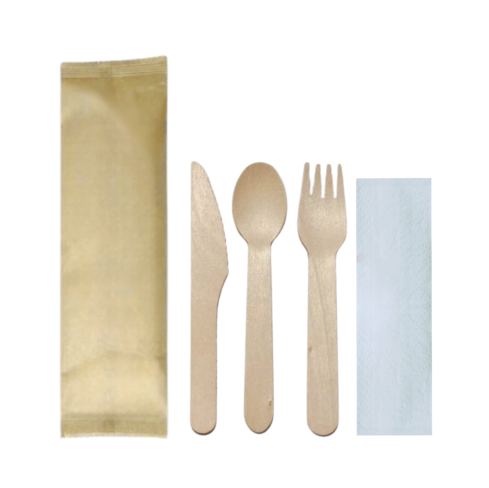  Bộ 4 món (Dao, thìa, dĩa gỗ, giấy) 