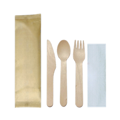  Bộ 4 món (Dao, thìa, dĩa gỗ, giấy) 