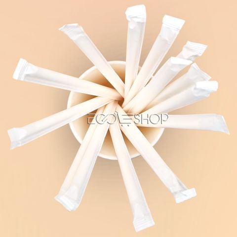  Ống hút giấy phi 6x197 màu trắng - bọc màng 