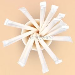  Ống hút giấy phi 6x197 màu trắng - bọc màng 