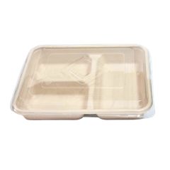  Hộp bã mía chữ nhật 3 ngăn 900ml kèm nắp pet 