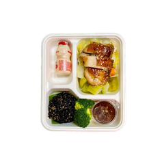  Hộp bã mía 3 ngăn trắng 1000ml kèm nắp PET 