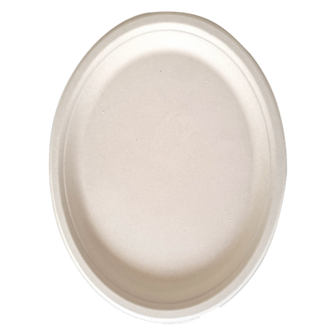  Dĩa giấy bã mía FEST BIO BROWN  OVAL PLATE 10inches - 23x32cm 