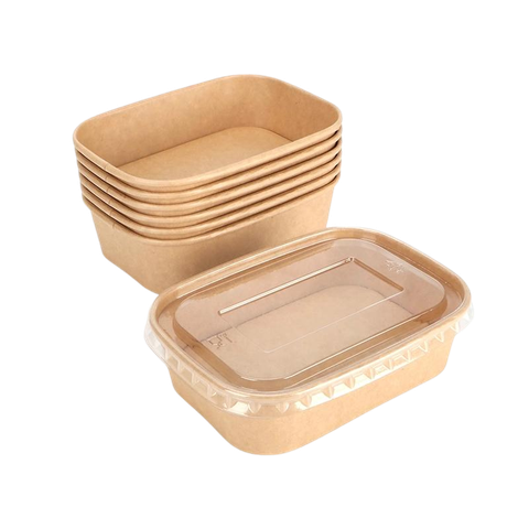  Hộp giấy Rectangle paper box with PET lid 750 ml 
