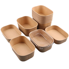  Hộp giấy Rectangle paper box with PET lid 1000 ml 