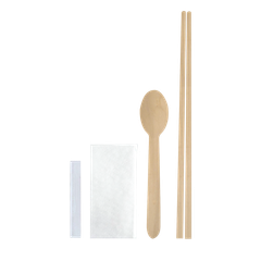  Bộ 4 món (muỗng gỗ, đũa, giấy, tăm) 