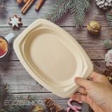  Dĩa giấy bã mía FEST BIO BROWN OVAL PLATE 6.5inches - 16x23cm 