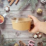  Bộ tô giấy kraft 750ml + nắp nhựa PET (không nóng) 