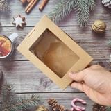  Hộp giấy Clamshell kraft paper box with window 1600 ml 