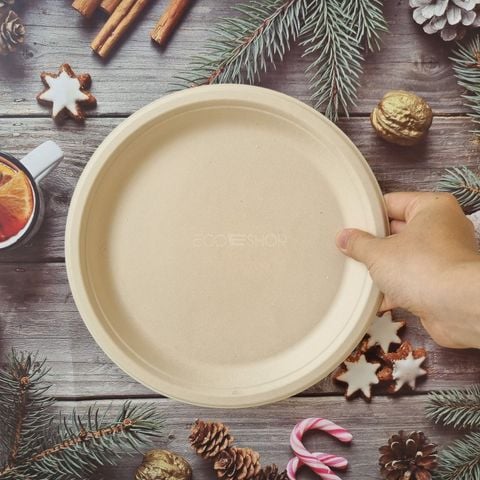  Dĩa giấy bã mía FEST BIO BROWN PLATE 10inches - Ø26cm 