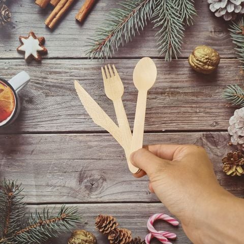 Dĩa (Nĩa) gỗ dùng một lần 16cm