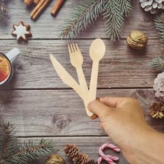  Dĩa (Nĩa) gỗ dùng một lần 16cm 