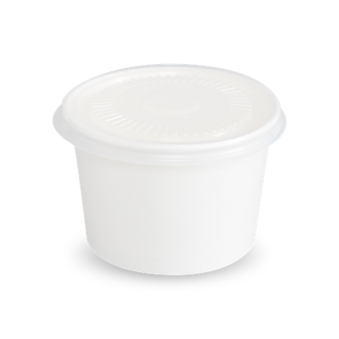  Bộ tô giấy trắng 500ml - 17oz + nắp nhựa PS trắng sữa 